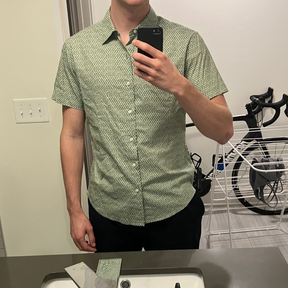 Large Bonobos Green Patterned Short Sleeve Shirt